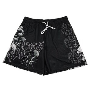 Lost Hills Sad Boyz Mesh Basketball Shorts Black White Skull Graphic Mens Size L